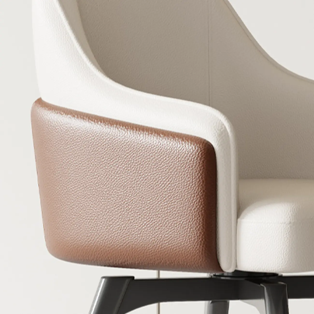 Modern Faux Leather Swivel Arm Dining Chair with Solid Back Image - 4 | homeyfad