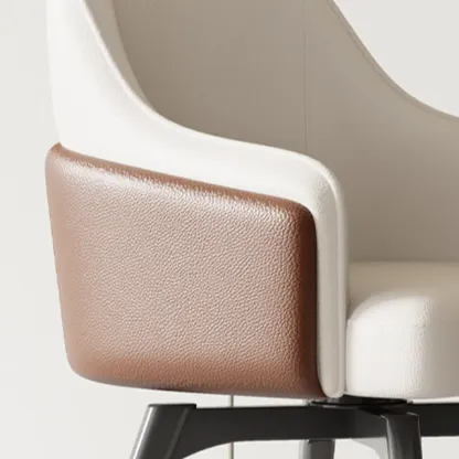 Modern Faux Leather Swivel Arm Dining Chair with Solid Back Image - 4