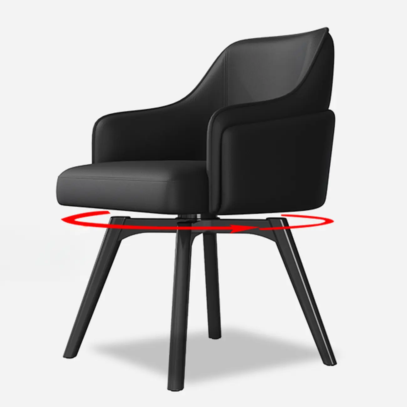 Modern Faux Leather Swivel Arm Dining Chair with Solid Back Image - 8 | homeyfad