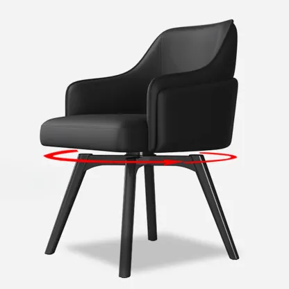 Modern Faux Leather Swivel Arm Dining Chair with Solid Back Image - 8