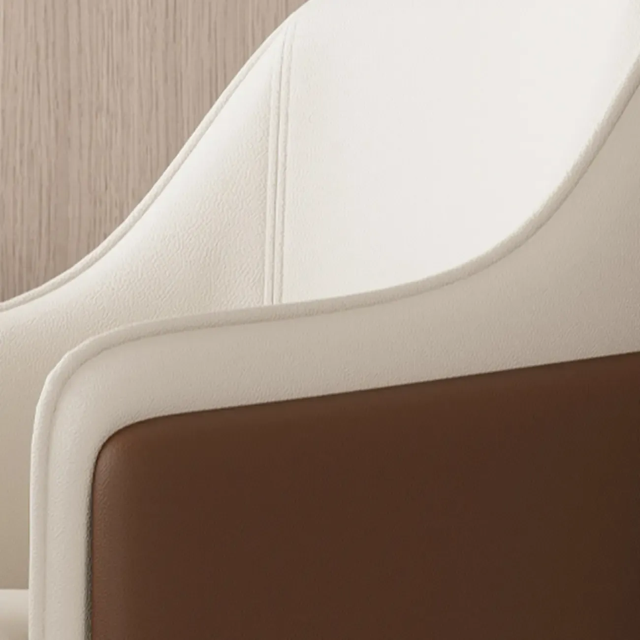 Modern Faux Leather Swivel Arm Dining Chair with Solid Back Image - 6