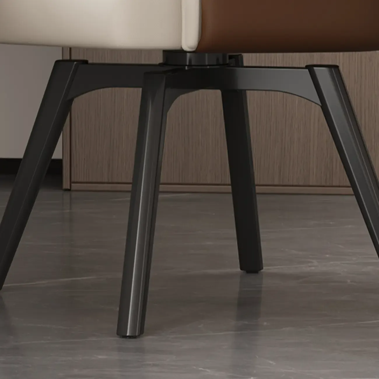 Modern Faux Leather Swivel Arm Dining Chair with Solid Back Image - 5