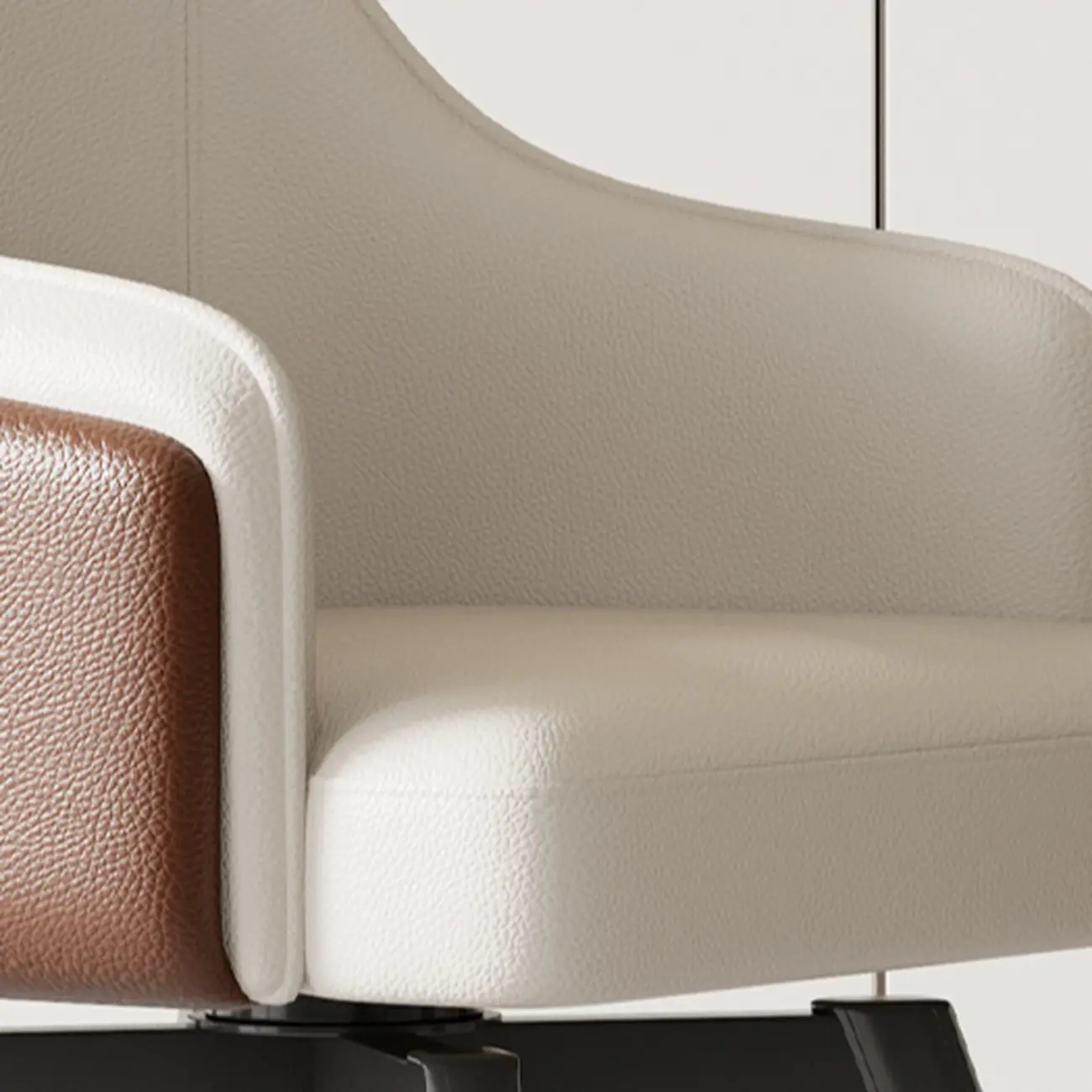 Modern Faux Leather Swivel Arm Dining Chair with Solid Back Image - 7 | homeyfad