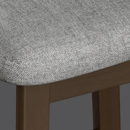 Art Deco Light Gray Pub Stool with Backrest, Rectangular Seat, Rubberwood Frame, and Foot Support Image - 14