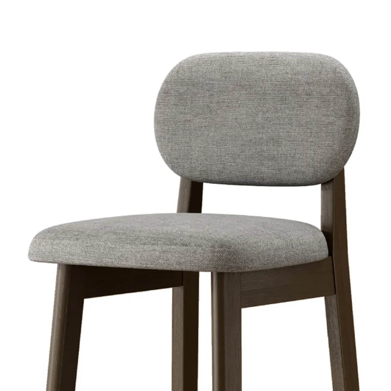 Art Deco Light Gray Pub Stool with Backrest, Rectangular Seat, Rubberwood Frame, and Foot Support Image - 15 | homeyfad