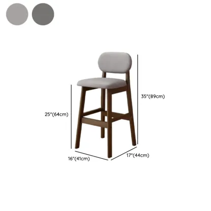 Art Deco Light Gray Pub Stool with Backrest, Rectangular Seat, Rubberwood Frame, and Foot Support Image - 27