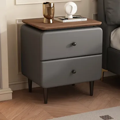 Elegant 2-drawer Wooden Freestanding Nightstand With Legs Image - 11