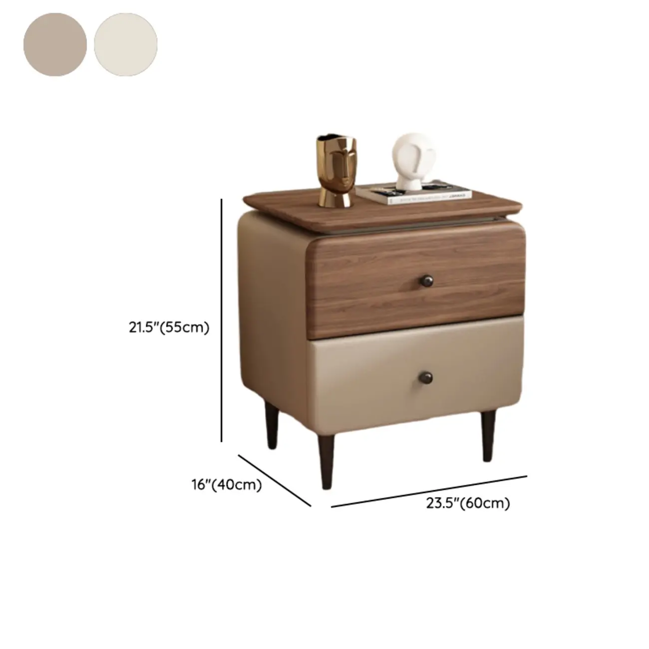Elegant 2-drawer Wooden Freestanding Nightstand With Legs Image - 17 | homeyfad