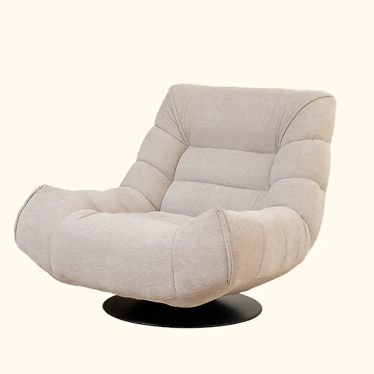 Yellow Trufted Chenille Fabric Swivel Accent Chair Image - 2