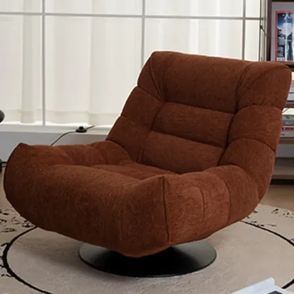 Yellow Trufted Chenille Fabric Swivel Accent Chair Image - 6