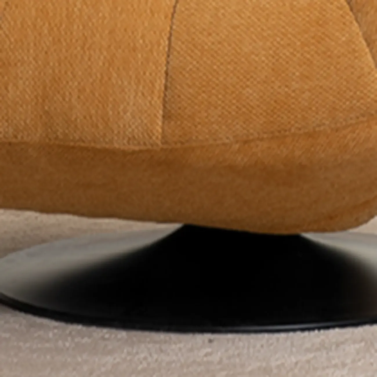 Yellow Trufted Chenille Fabric Swivel Accent Chair Image - 9