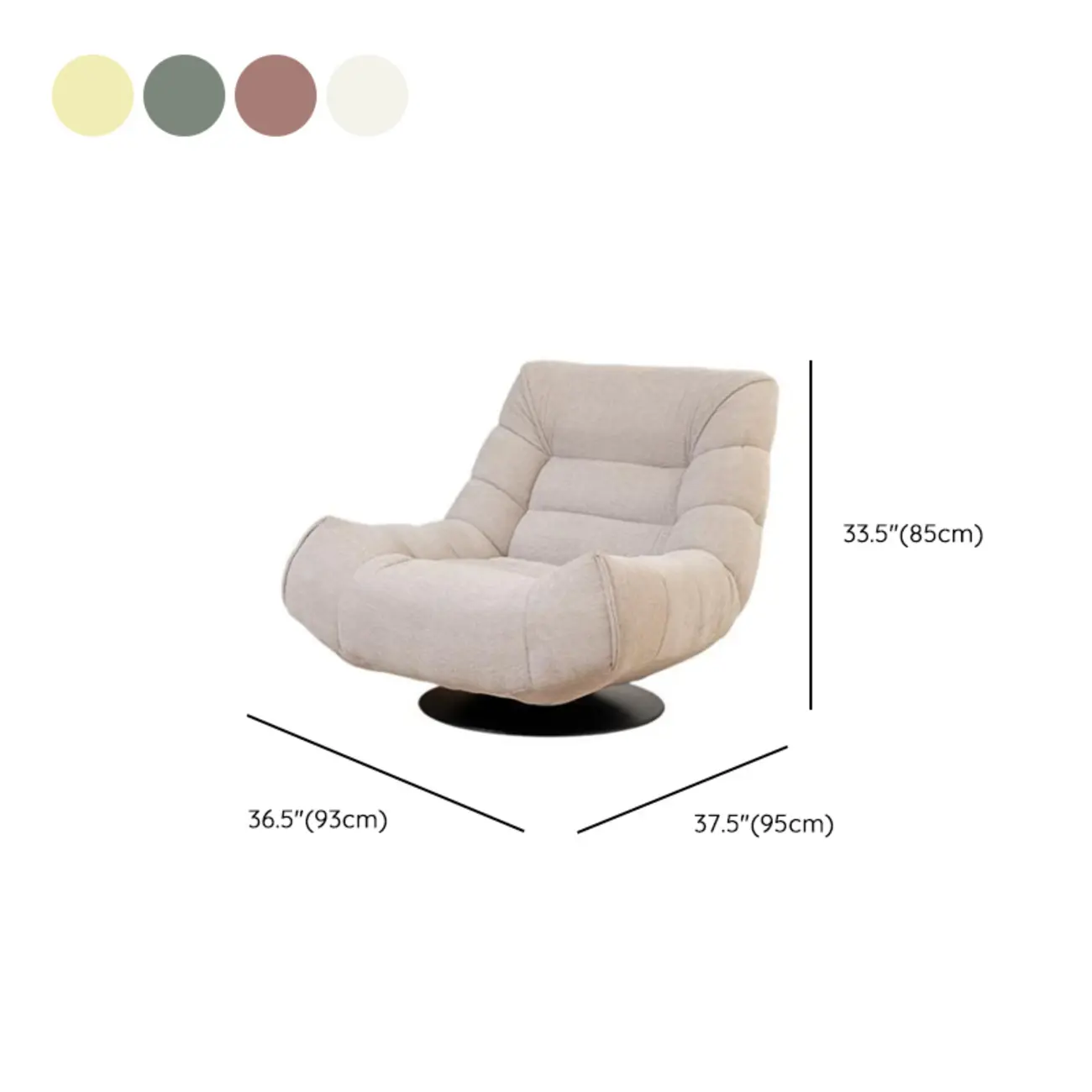 Yellow Trufted Chenille Fabric Swivel Accent Chair #size | homeyfad