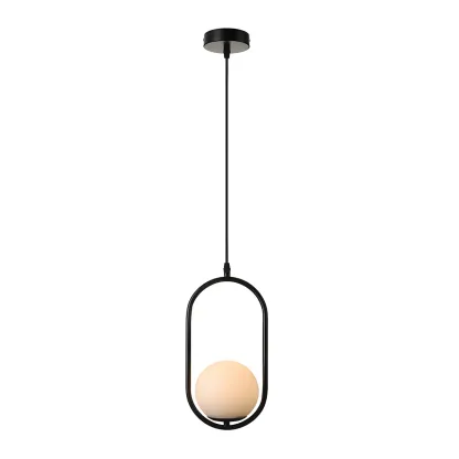 Globe Pendant Lighting Modern White Glass 1/2 Lights Black/Gold Hanging Ceiling Lamp for Bedroom Image - 4