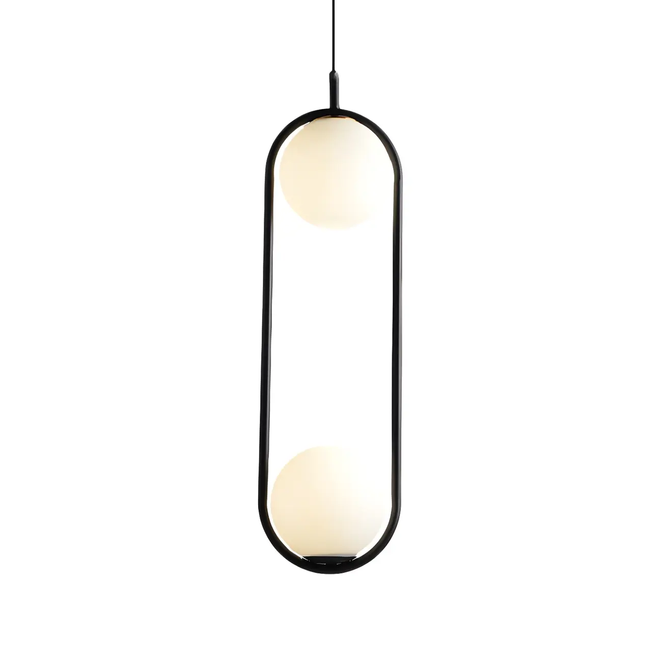 Globe Pendant Lighting Modern White Glass 1/2 Lights Black/Gold Hanging Ceiling Lamp for Bedroom Image - 9 | homeyfad