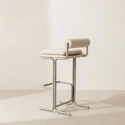 Minimalist Glam Tufted Padded Seat Metal Bar Stools Image - 10