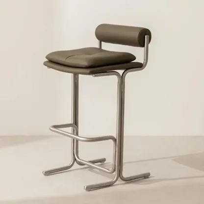 Minimalist Glam Tufted Padded Seat Metal Bar Stools Image - 1