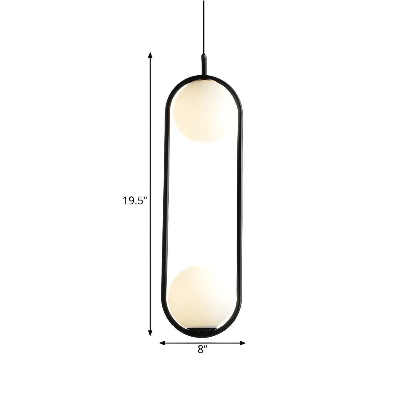 Globe Pendant Lighting Modern White Glass 1/2 Lights Black/Gold Hanging Ceiling Lamp for Bedroom Image - 10