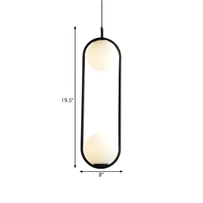 Globe Pendant Lighting Modern White Glass 1/2 Lights Black/Gold Hanging Ceiling Lamp for Bedroom Image - 10