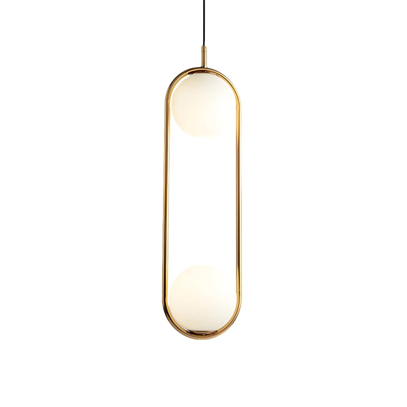 Globe Pendant Lighting Modern White Glass 1/2 Lights Black/Gold Hanging Ceiling Lamp for Bedroom Image - 15 | homeyfad