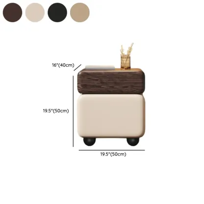 Black Walnut Finish Faux Leather 2-Drawer Nightstand Image - 17