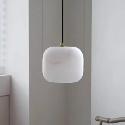 Minimalist Organic Geometric Alabaster Pendant Light Image - 4