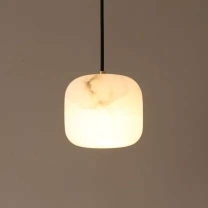 Minimalist Organic Geometric Alabaster Pendant Light Image - 5