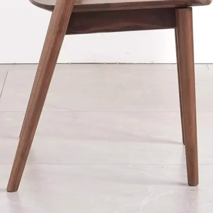 Scandinavian Open Back Armless Walnut Wood Dining Chairs Image - 7
