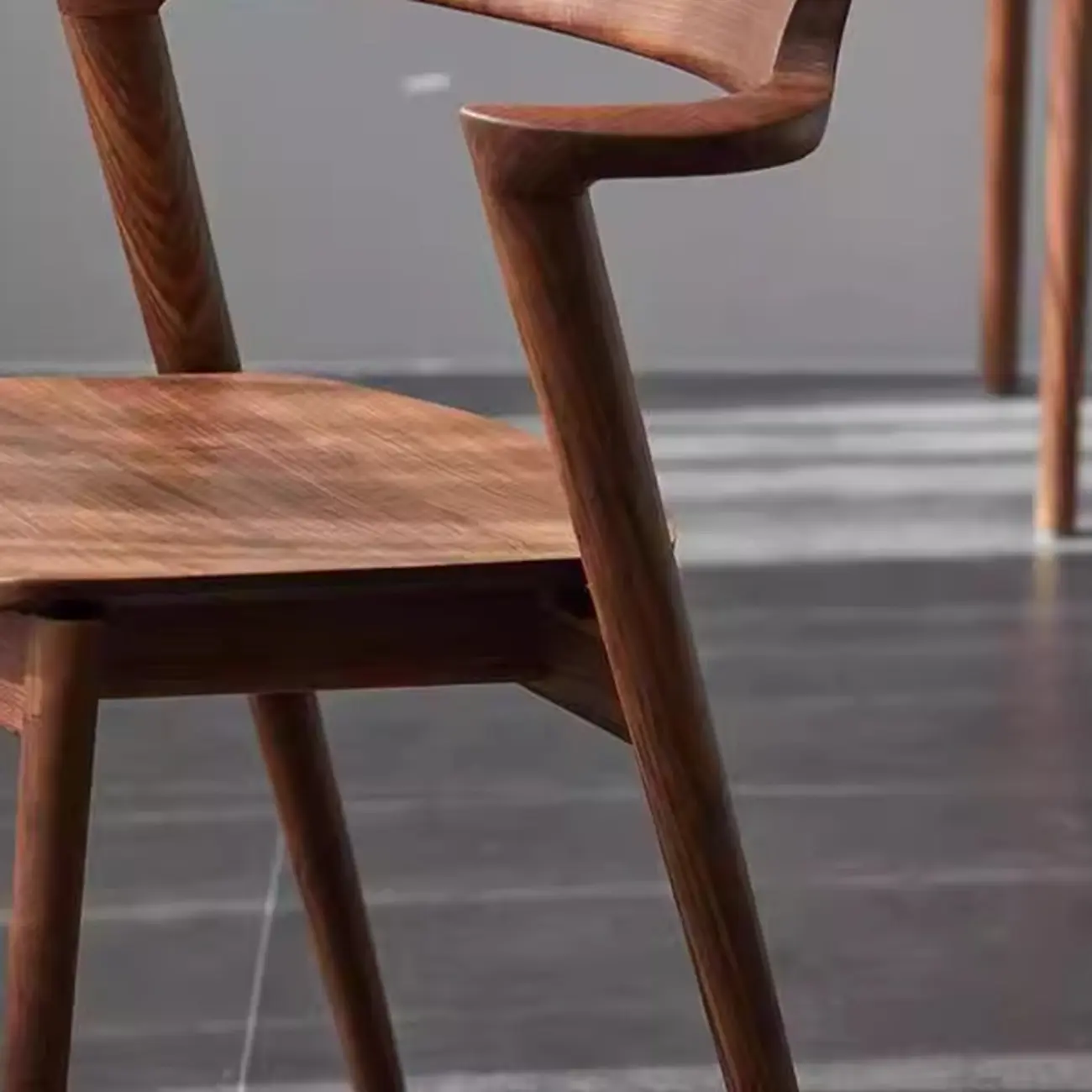 Scandinavian Open Back Armless Walnut Wood Dining Chairs Image - 9 | homeyfad