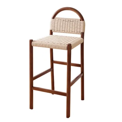 Counter Height Footrest Modern Woven Rope Bar Stools Image - 9