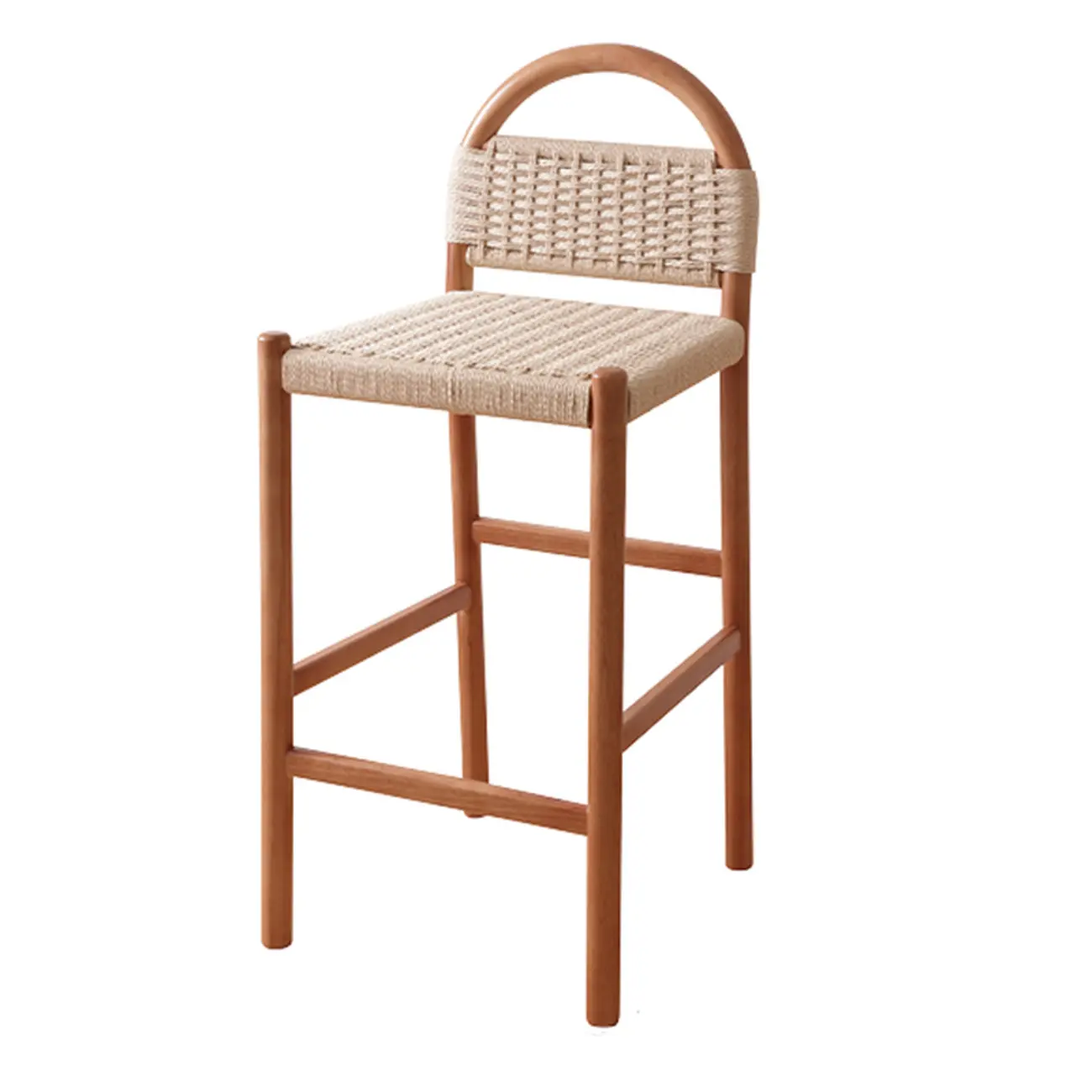 Counter Height Footrest Modern Woven Rope Bar Stools Image - 10 | homeyfad