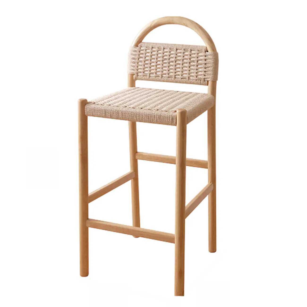 Counter Height Footrest Modern Woven Rope Bar Stools Image - 11 | homeyfad