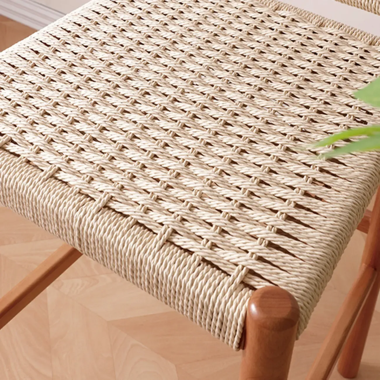 Counter Height Footrest Modern Woven Rope Bar Stools Image - 6