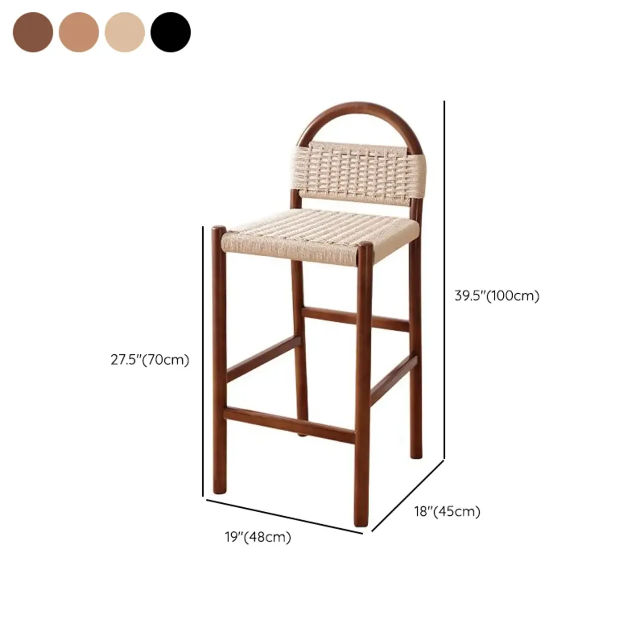 Counter Height Footrest Modern Woven Rope Bar Stools Image - 14