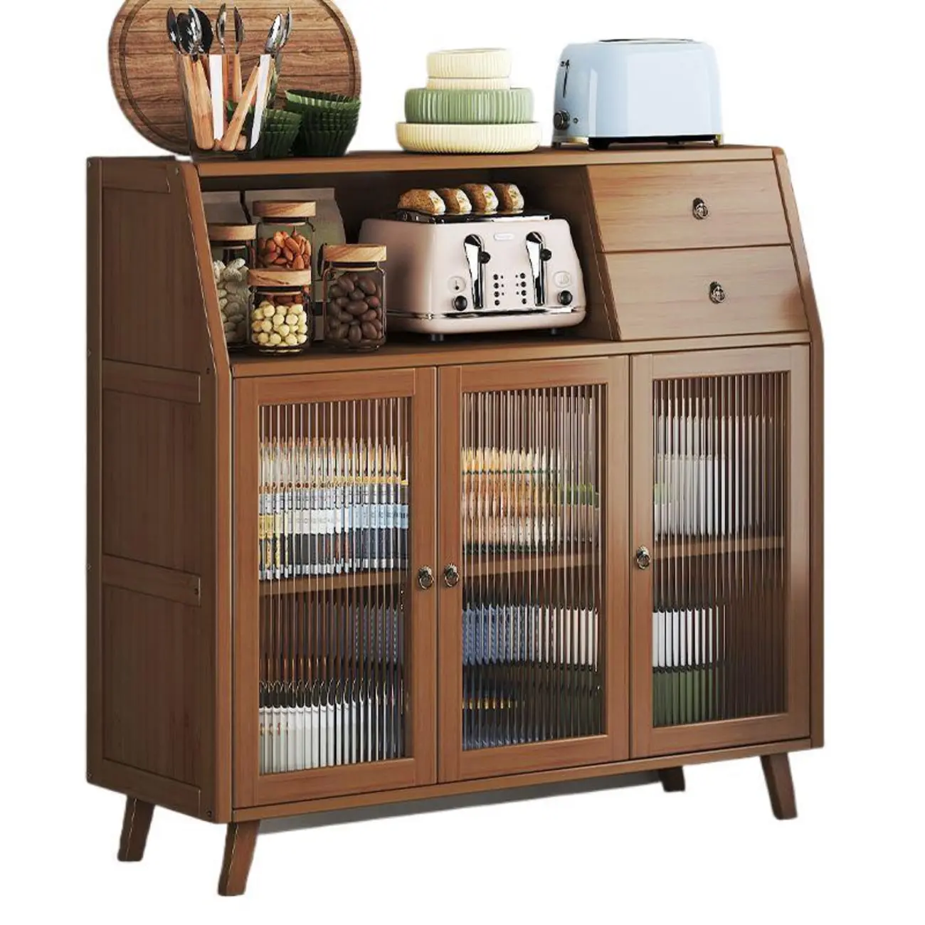 Modern Bamboo Narrow Buffets Cabinets Storage Image - 1 | homeyfad