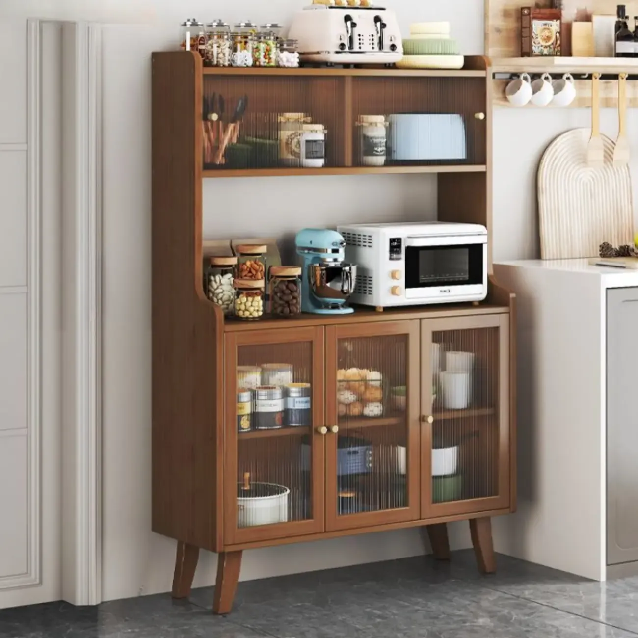 Modern Bamboo Narrow Buffets Cabinets Storage Image - 2