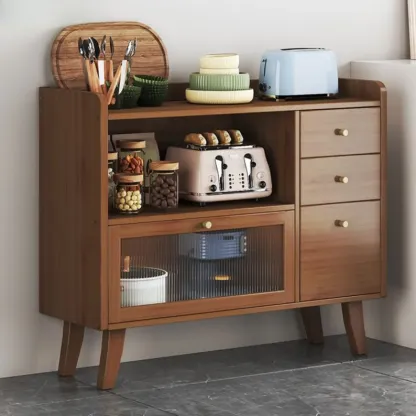 Modern Bamboo Narrow Buffets Cabinets Storage Image - 3