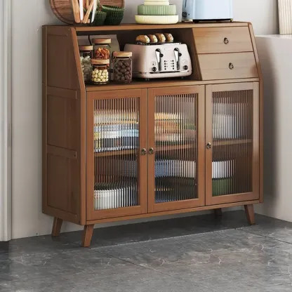 Modern Bamboo Narrow Buffets Cabinets Storage Image - 7