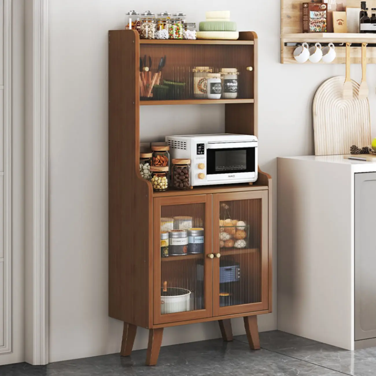 Modern Bamboo Narrow Buffets Cabinets Storage Image - 12 | homeyfad