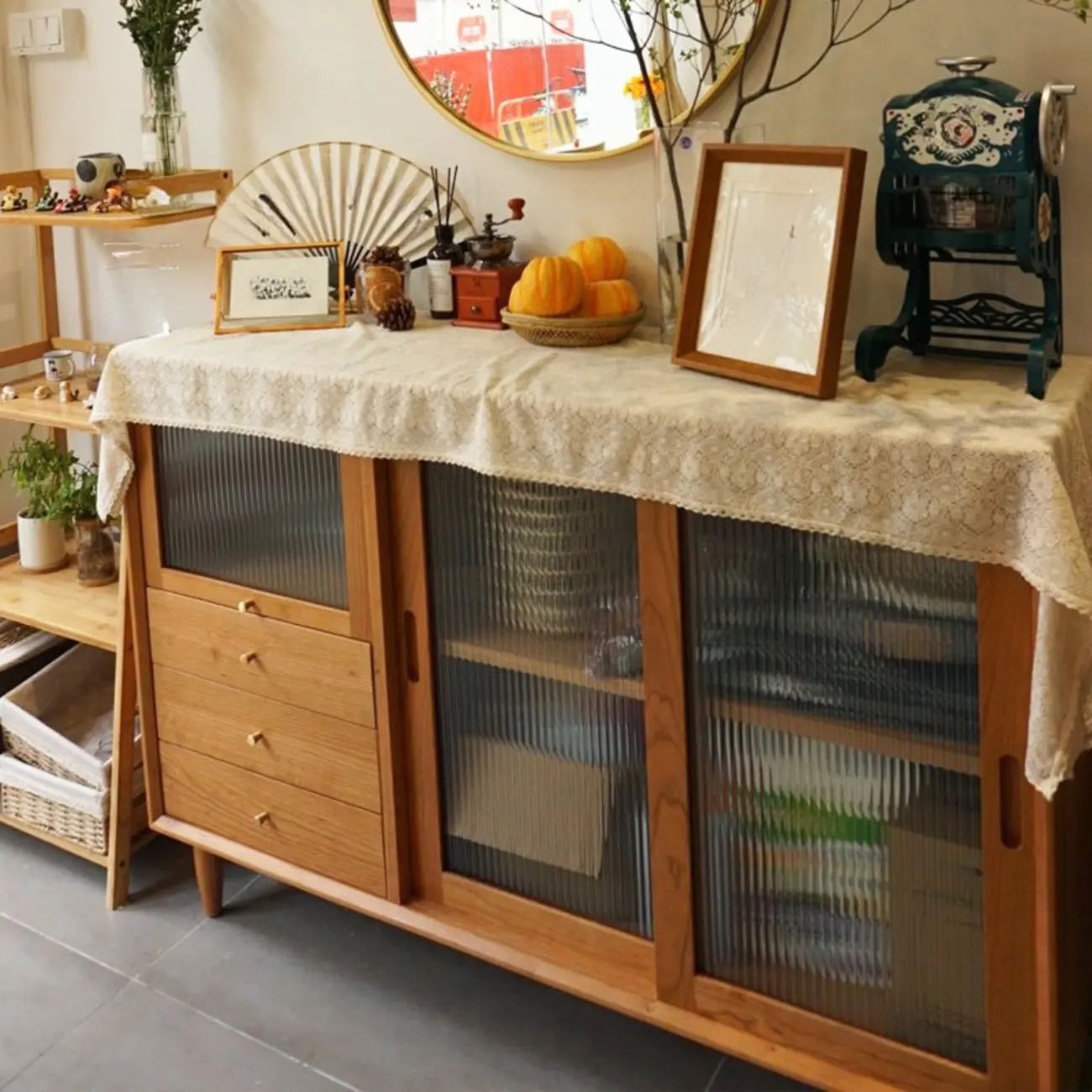 Sliding Door Wood Modern Sideboard with Cabinets Image - 1 | homeyfad