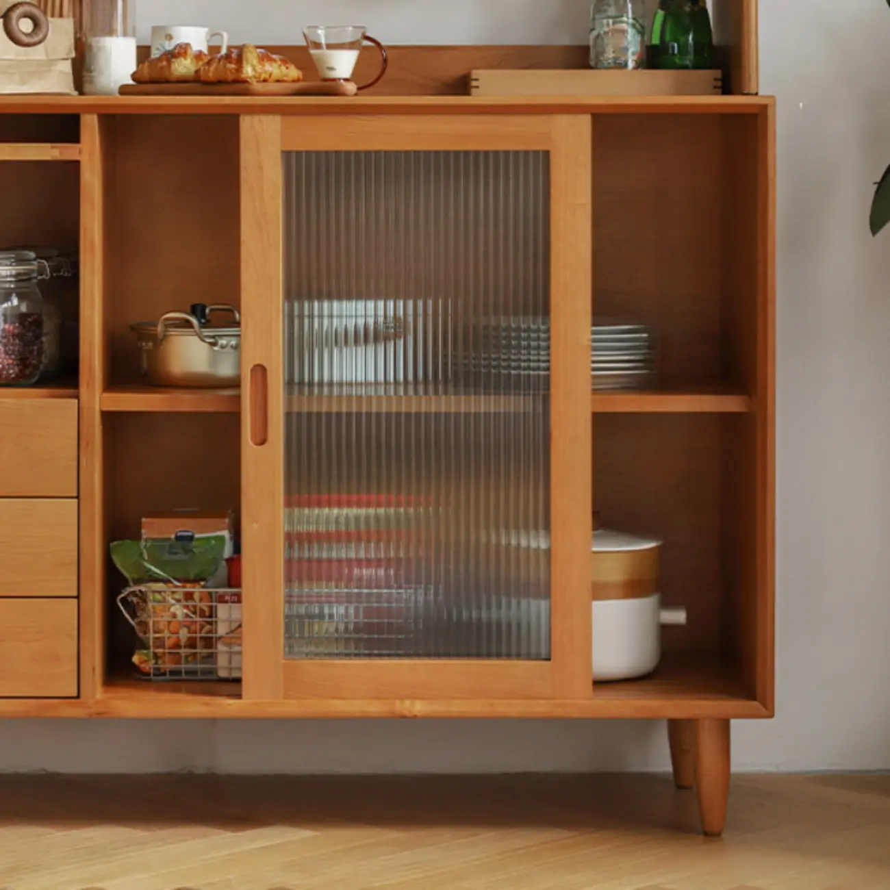 Sliding Door Wood Modern Sideboard with Cabinets Image - 4 | homeyfad