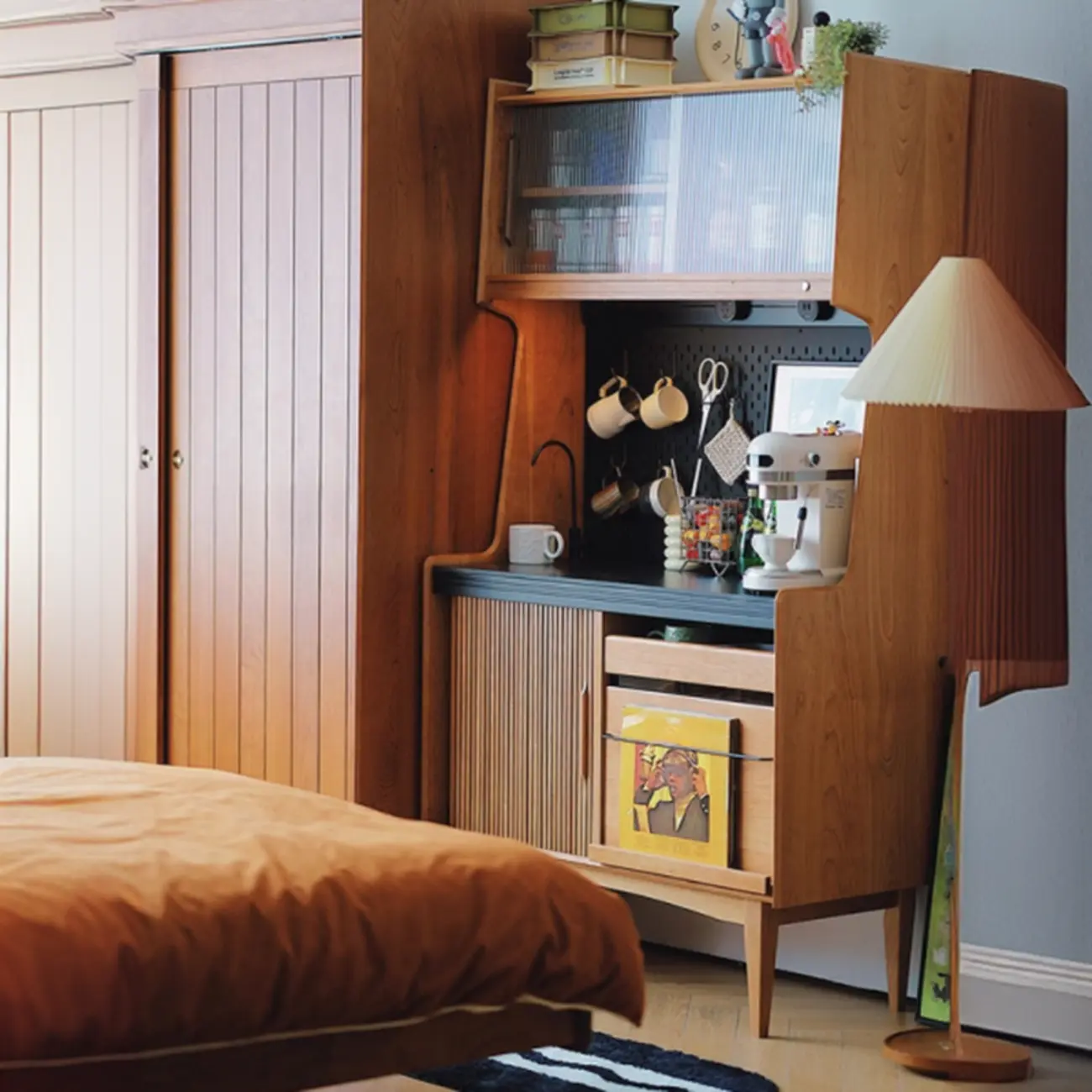 Scandinavian Cherry Pine Buffet Sideboard Open Storage Image - 3 | homeyfad