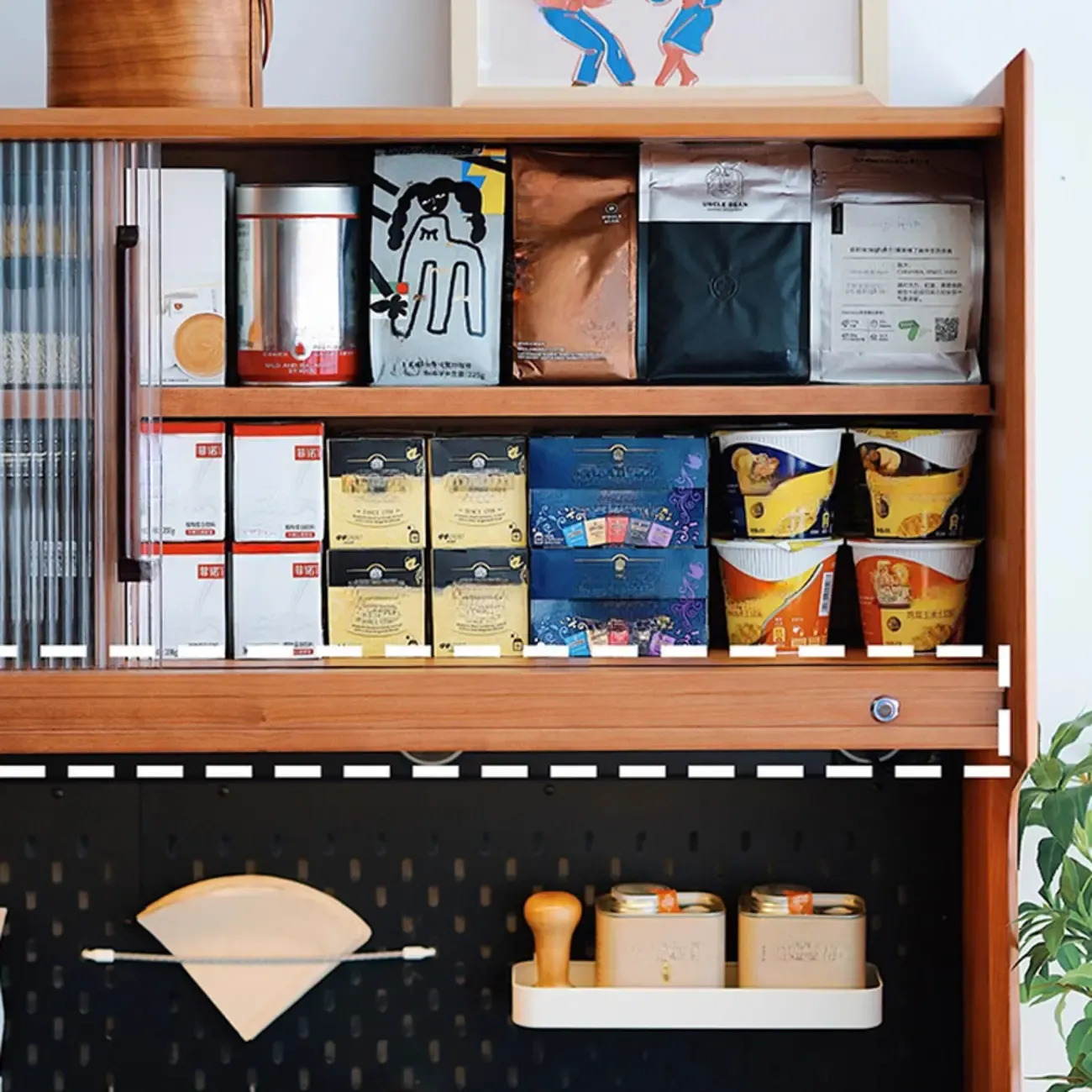 Scandinavian Cherry Pine Buffet Sideboard Open Storage Image - 7