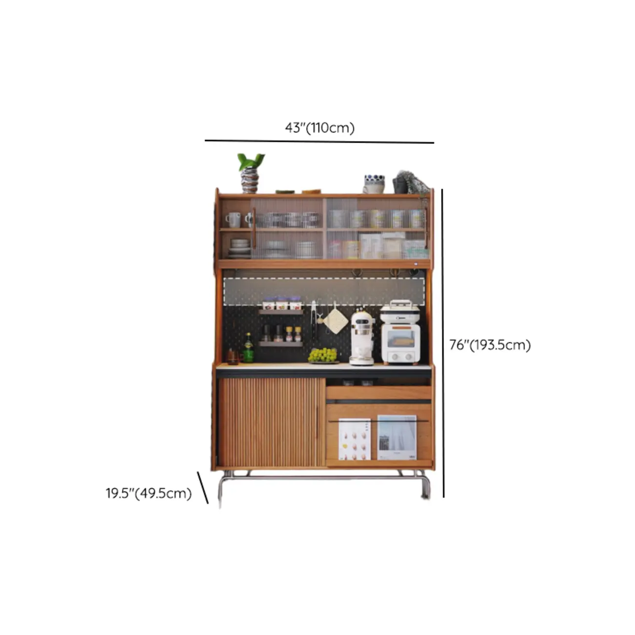 Scandinavian Cherry Pine Buffet Sideboard Open Storage Image - 15 | homeyfad