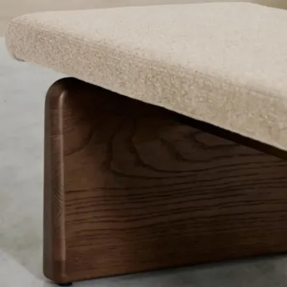 Modern Upholstered Beige Bedroom Bench Wooden Frame Image - 7