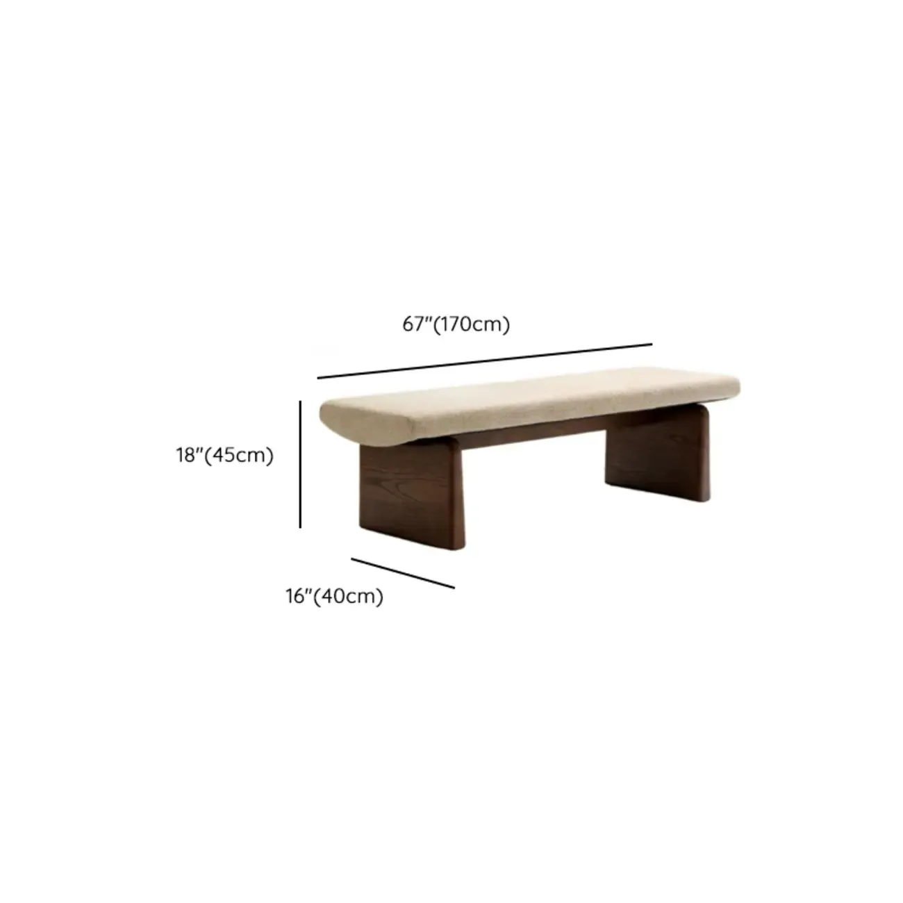Modern Upholstered Beige Bedroom Bench Wooden Frame Image - 12