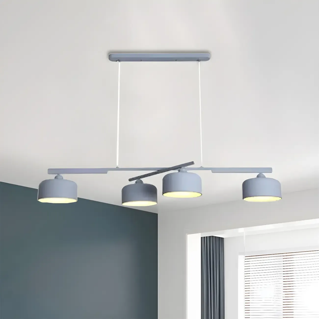 Modern Metal Drum-Shaped Pendant Light for Kitchen Image - 2