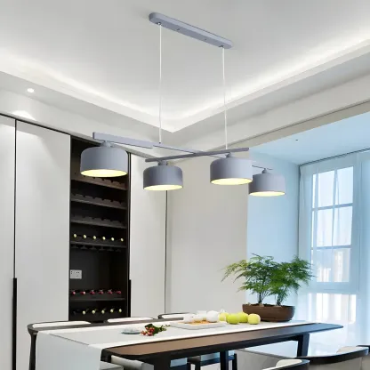 Modern Metal Drum-Shaped Pendant Light for Kitchen Image - 1