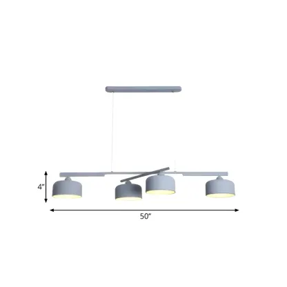 Modern Metal Drum-Shaped Pendant Light for Kitchen Image - 5