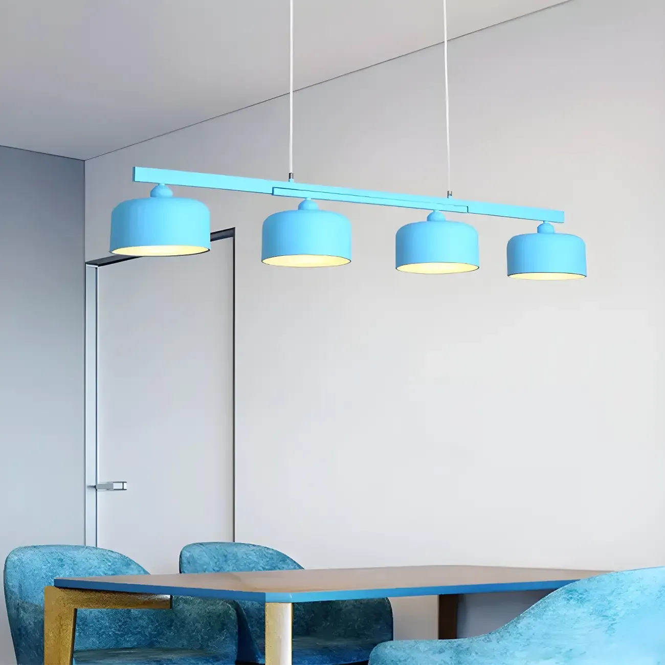 Modern Metal Drum-Shaped Pendant Light for Kitchen Image - 11