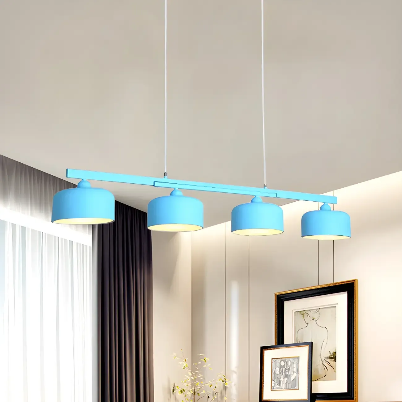 Modern Metal Drum-Shaped Pendant Light for Kitchen Image - 12